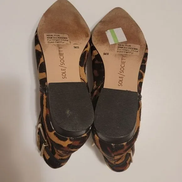 Sole Society Keema Fur Leopard Print Booties - Picture 10 of 13